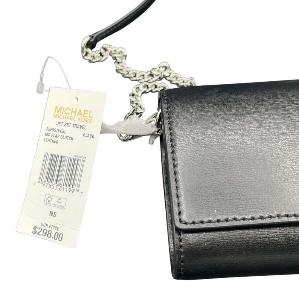 Michael Kors Black Medium Leather Flap Clutch / Crossbody - Picture 4 of 9